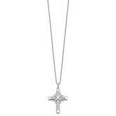 Sentimental Expressions Sterling Silver Rhodium-plated CZ Steadfast Love 18in Cross Necklace